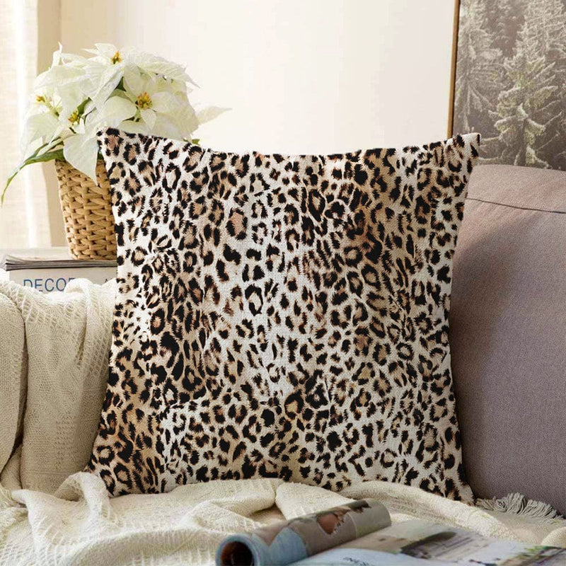 Leopar Motifli Dijital Baskılı Raşel Kadife Yastık Kırlent Kılıfı Bonvagon