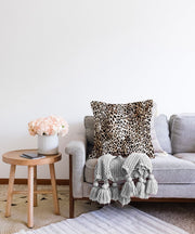 Leopar Motifli Dijital Baskılı Raşel Kadife Yastık Kırlent Kılıfı Bonvagon