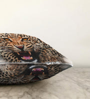 Leopar Resimli Dijital Baskılı Dekoratif Raşel Kadife Yastık Kırlent Kılıfı Bonvagon