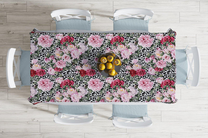 Leopar Temalı Kavaniçe Desenli Dijital Baskılı Leke Tutmaz Masa Örtüsü Bonvagon