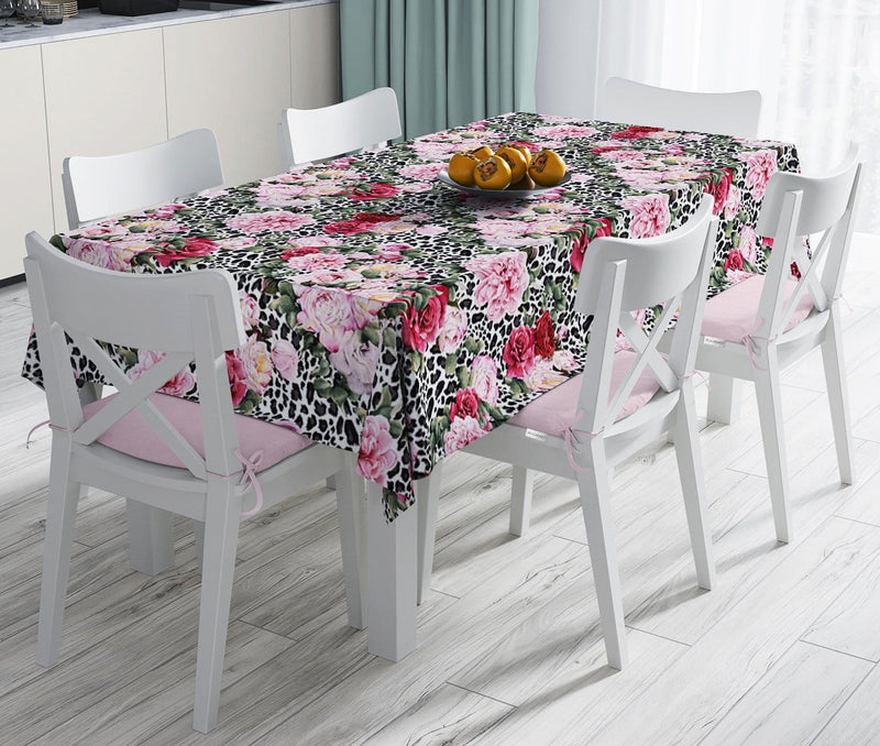 Leopar Temalı Kavaniçe Desenli Dijital Baskılı Leke Tutmaz Masa Örtüsü Bonvagon