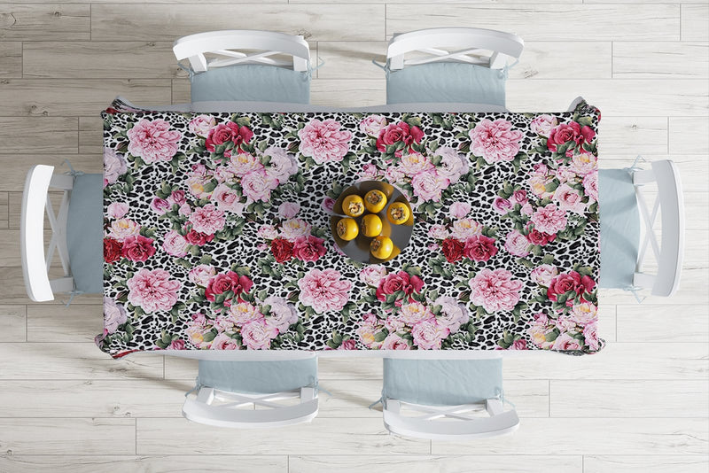 Leopar Temalı Kavaniçe Desenli Dijital Baskılı Leke Tutmaz Masa Örtüsü Bonvagon