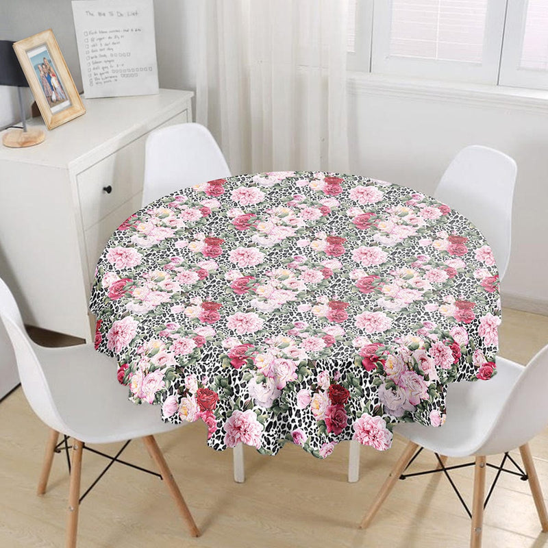 Leopar Temalı Kavaniçe Desenli Dijital Baskılı Leke Tutmaz Yuvarlak Masa Örtüsü Bonvagon