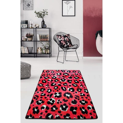 Leopard Pink Dijital Baskılı Halı, Kaymaz Taban, Yıkanabilir Bonvagon