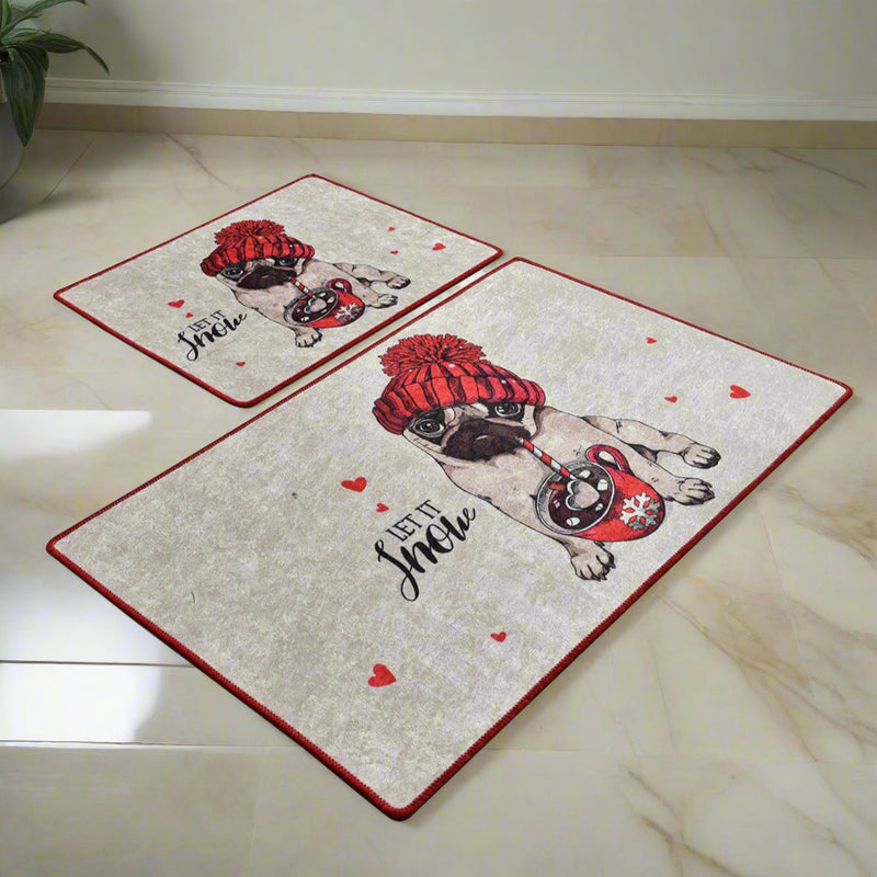 Let it Snow 2li Set Dijital Baskılı Banyo Halısı, Kaymaz Taban, Yıkanabilir Bonvagon