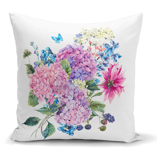 Lila Renk Demet Zambak Motifli Dekoratif Yastık Kırlent Kılıfı 43x43cm