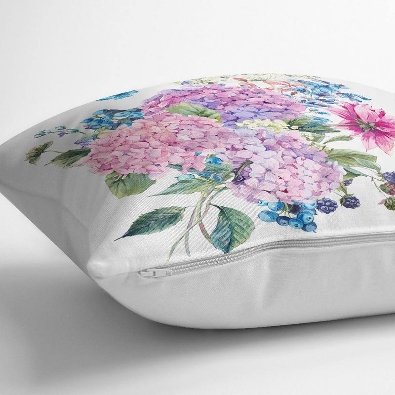 Lila Renk Demet Zambak Motifli Dekoratif Yastık Kırlent Kılıfı 43x43cm Bonvagon