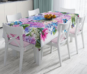 Lila Renk Salkım Zambak Desenli Dijital Baskılı Leke Tutmaz Masa Örtüsü Bonvagon