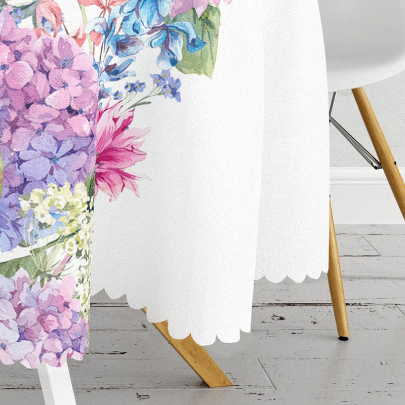 Lila Renk Salkım Zambak Desenli Dijital Baskılı Leke Tutmaz Masa Örtüsü Bonvagon