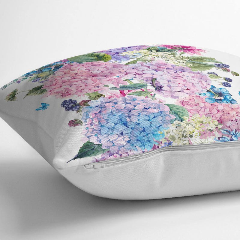 Lila Renk Salkım Zambak Desenli Dijital Baskılı Yastık Kırlent Kılıfı 43x43cm