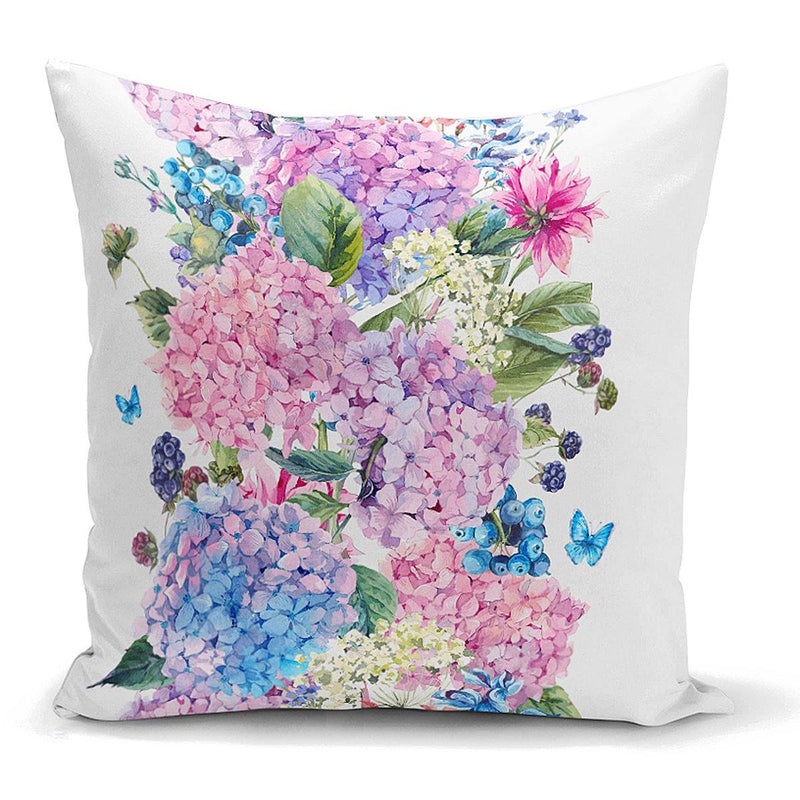 Lila Renk Salkım Zambak Desenli Dijital Baskılı Yastık Kırlent Kılıfı 43x43cm