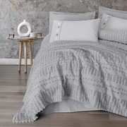 Limi Çift Kişilik Yatak Örtülü Nevresim Takımı Siva Gri Nursema Modeli 4 Adet Yastık Kılıfı Bonvagon