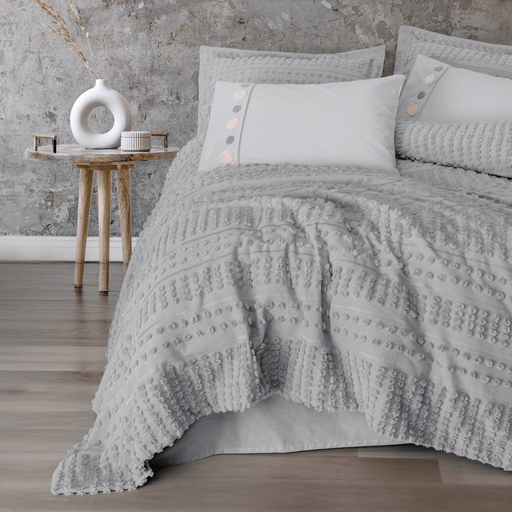 Limi Çift Kişilik Yatak Örtülü Nevresim Takımı Siva Gri Nursema Modeli 4 Adet Yastık Kılıfı Bonvagon