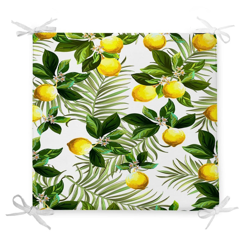 Limon Yaprakları Desenli Dijital Baskılı Fermuarlı Sandalye Minderi Bonvagon