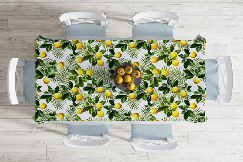 Limon Yaprakları Desenli Dijital Baskılı Leke Tutmaz Masa Örtüsü Bonvagon