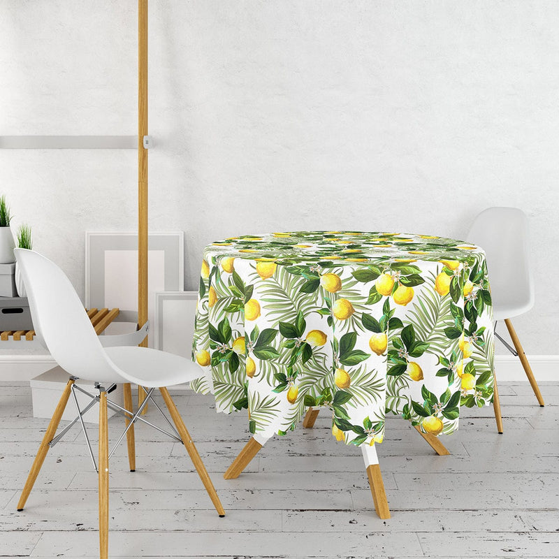 Limon Yaprakları Desenli Dijital Baskılı Leke Tutmaz Masa Örtüsü Bonvagon