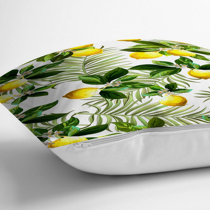 Limon Yaprakları Desenli Dijital Baskılı Yastık Kırlent Kılıfı 43x43cm Bonvagon