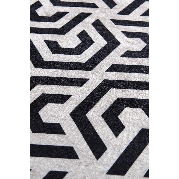 Line Dijital Baskılı 100cm Banyo Halısı, Kaymaz Taban, Yıkanabilir Bonvagon