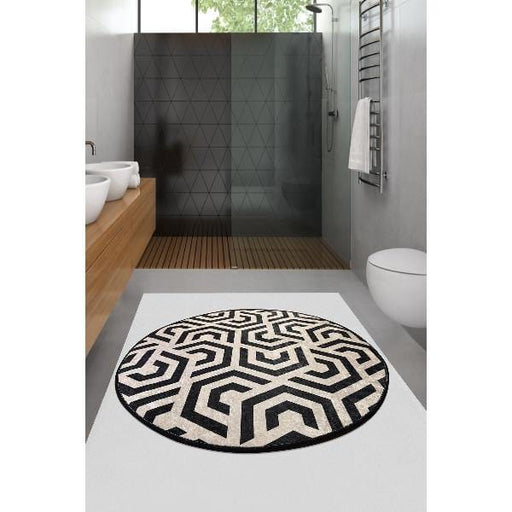 Line Dijital Baskılı 100cm Banyo Halısı, Kaymaz Taban, Yıkanabilir Bonvagon