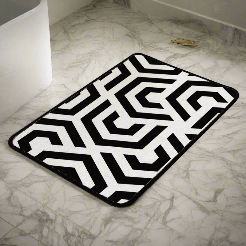 Line Dijital Baskılı 40x60cm Banyo Paspas ve Halısı, Kaymaz Taban, Yıkanabilir Bonvagon