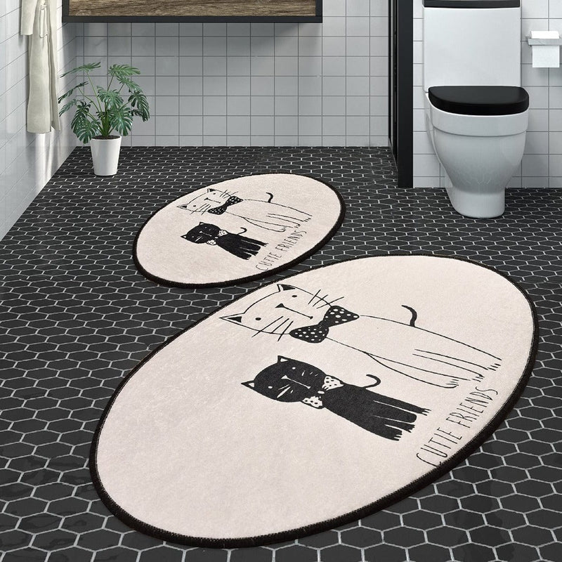Little Cats Dijital Baskılı 2li Set Banyo Halısı, Kaymaz Taban, Yıkanabilir Bonvagon