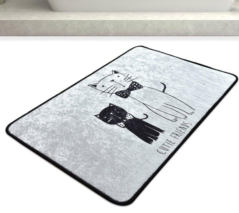 Little Cats Dijital Baskılı Banyo Halısı, Kaymaz Taban, Yıkanabilir Bonvagon
