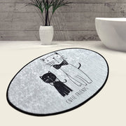 Little Cats Oval 60x90cm Dijital Baskılı Halı, Kaymaz Taban, Yıkanabilir Bonvagon