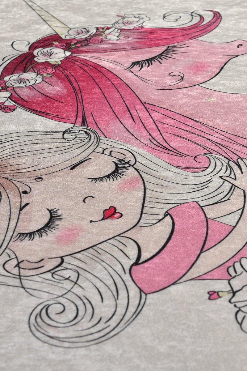 Little Princess Yıkanabilir Antibakteriyel Çocuk Halısı, Kaymaz Taban, Yıkanabilir Bonvagon