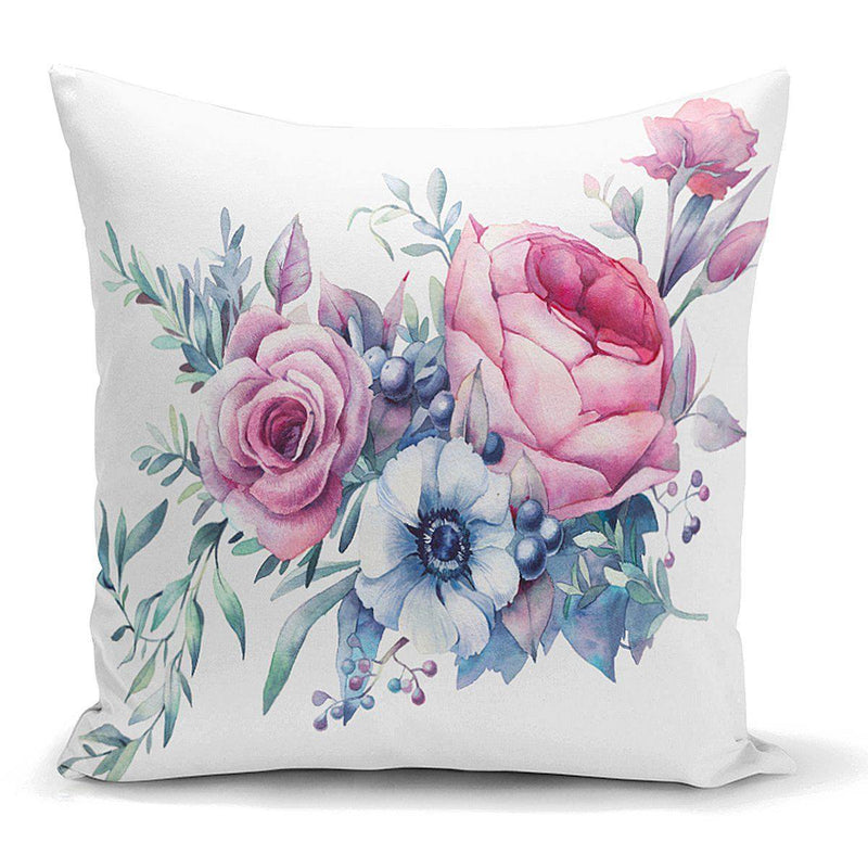 Livense Özel Tasarım Çiçek Desenli Dijital Baskılı Kırlent Kılıfı 43x43cm Bonvagon