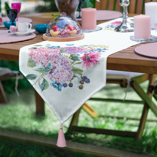 Livense Özel Tasarım Dijital Baskılı Modern Püsküllü Şönil Üçgen Runner Bonvagon