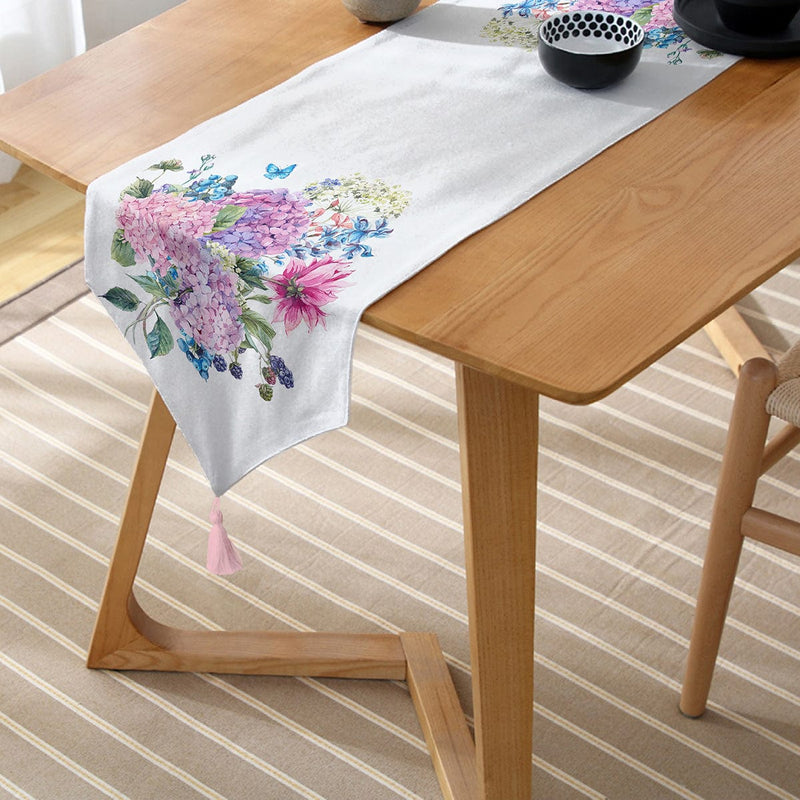 Livense Özel Tasarım Dijital Baskılı Modern Püsküllü Şönil Üçgen Runner Bonvagon