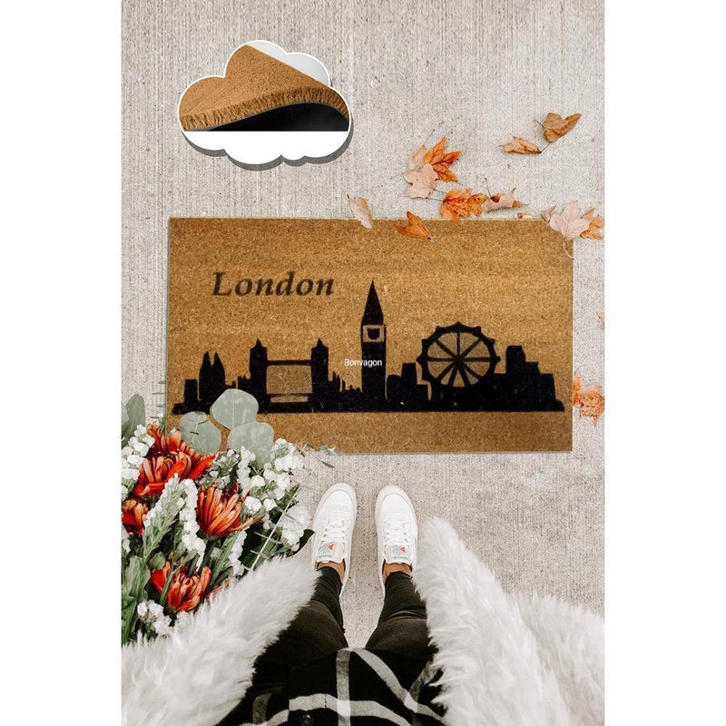 London Doğal Koko Hindistan Cevizi Kapı Önü Paspas 60x40cm Bonvagon
