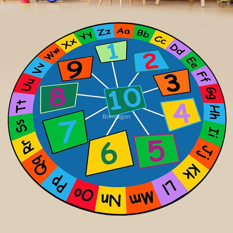 Londra Dijital Baskılı Yuvarlak Çocuk Halısı, Kaymaz Taban, Yıkanabilir Bonvagon