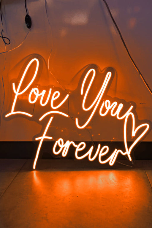 Love You Forever Yazılı Neon Led Işıklı Tablo Düğün ve Kutlama Duvar Dekorasyon Bonvagon