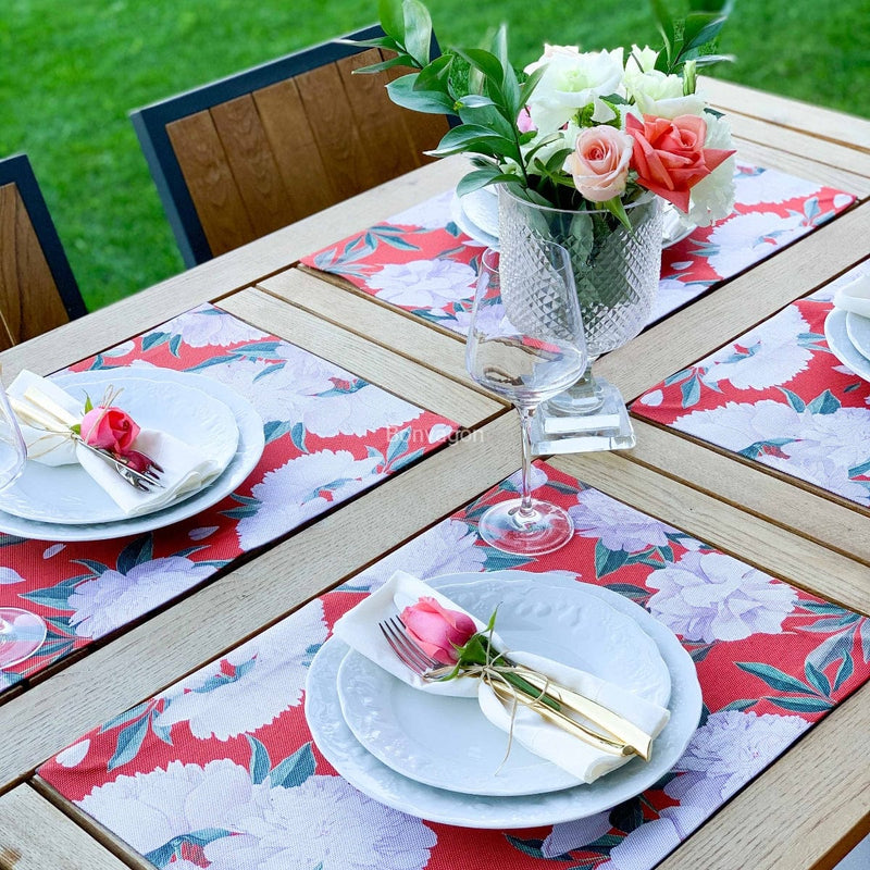 Lovely Couples 4'lü İnce Keten Kumaş Amerikan Servisi 50x35cm Bonvagon