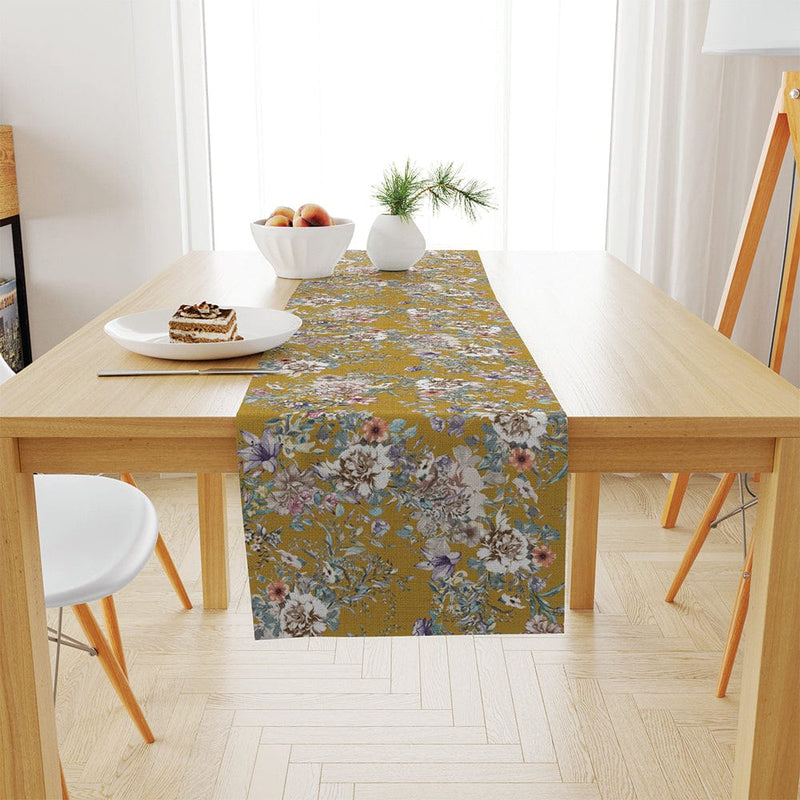 Lovely Flowers İnce Keten Runner 140x45cm