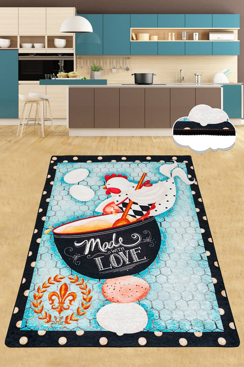 Made Love Dijital Baskılı Halı, Kaymaz Taban, Yıkanabilir Bonvagon