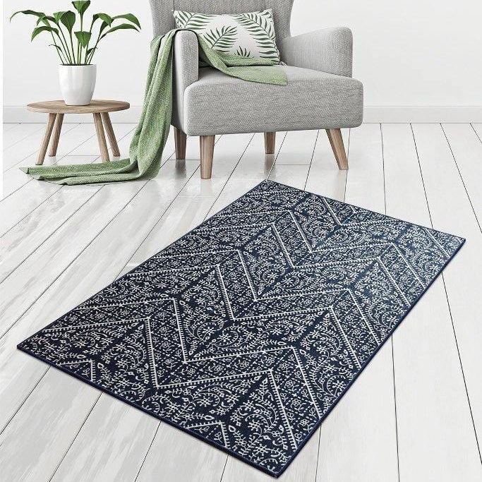 Maggie Cobalt Mavi 80x120cm Dijital Baskılı Halı, Kaymaz Taban, Yıkanabilir Bonvagon