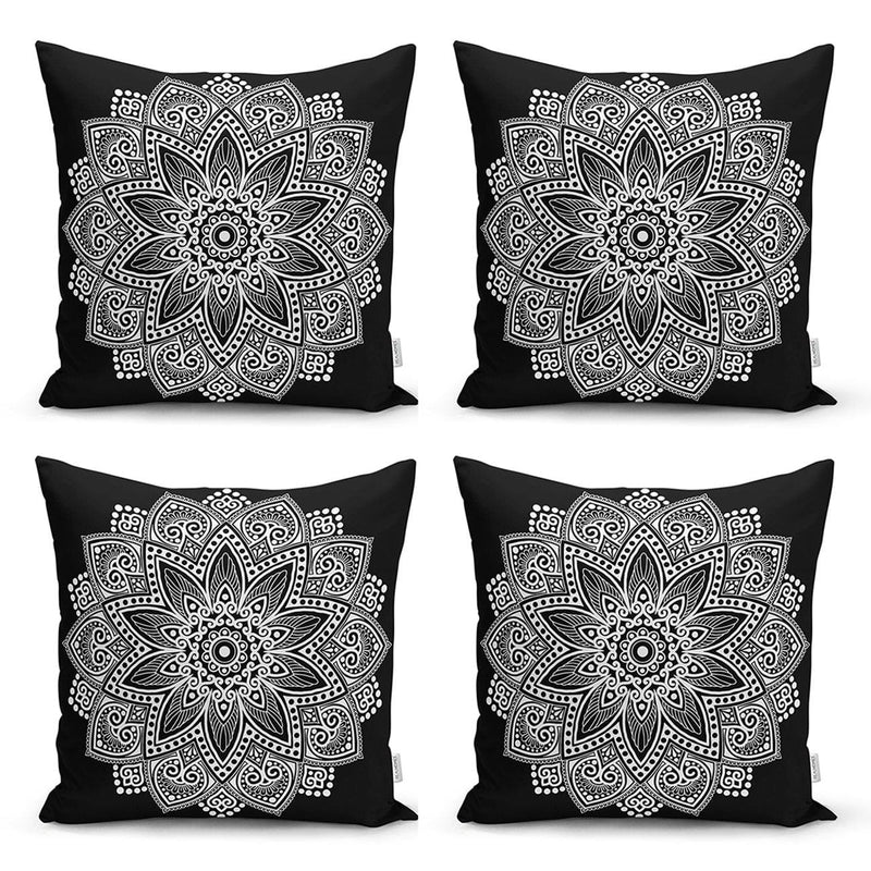 Mandala Desen Tasarımlı Dijital Baskılı 4lü Kırlent Kılıf Seti Bonvagon