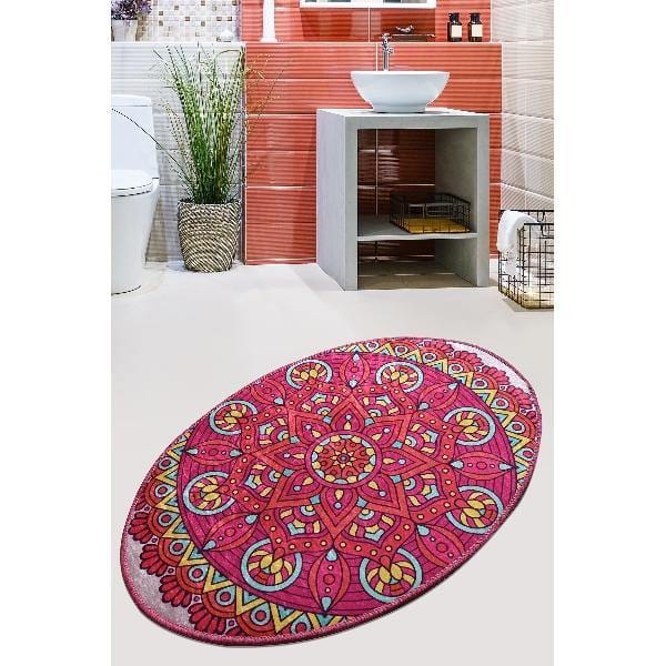 Mandala Oval 60x90cm Dijital Baskılı Halı, Kaymaz Taban, Yıkanabilir Bonvagon