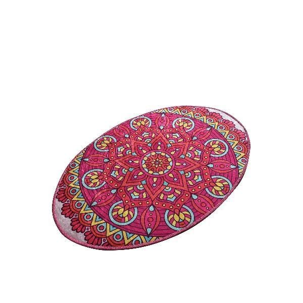 Mandala Oval 60x90cm Dijital Baskılı Halı, Kaymaz Taban, Yıkanabilir Bonvagon