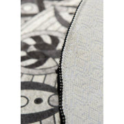 Mandala Siyah Dijital Baskılı Çap 100cm Banyo Halısı, Kaymaz Taban, Yıkanabilir Bonvagon