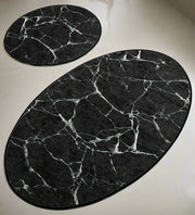 Marble Dijital Baskılı 2li Set Banyo Halısı, Kaymaz Taban, Yıkanabilir Bonvagon