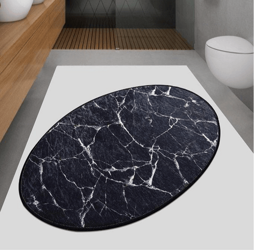 Marble Oval 60x90cm Dijital Baskılı Halı, Kaymaz Taban, Yıkanabilir Bonvagon