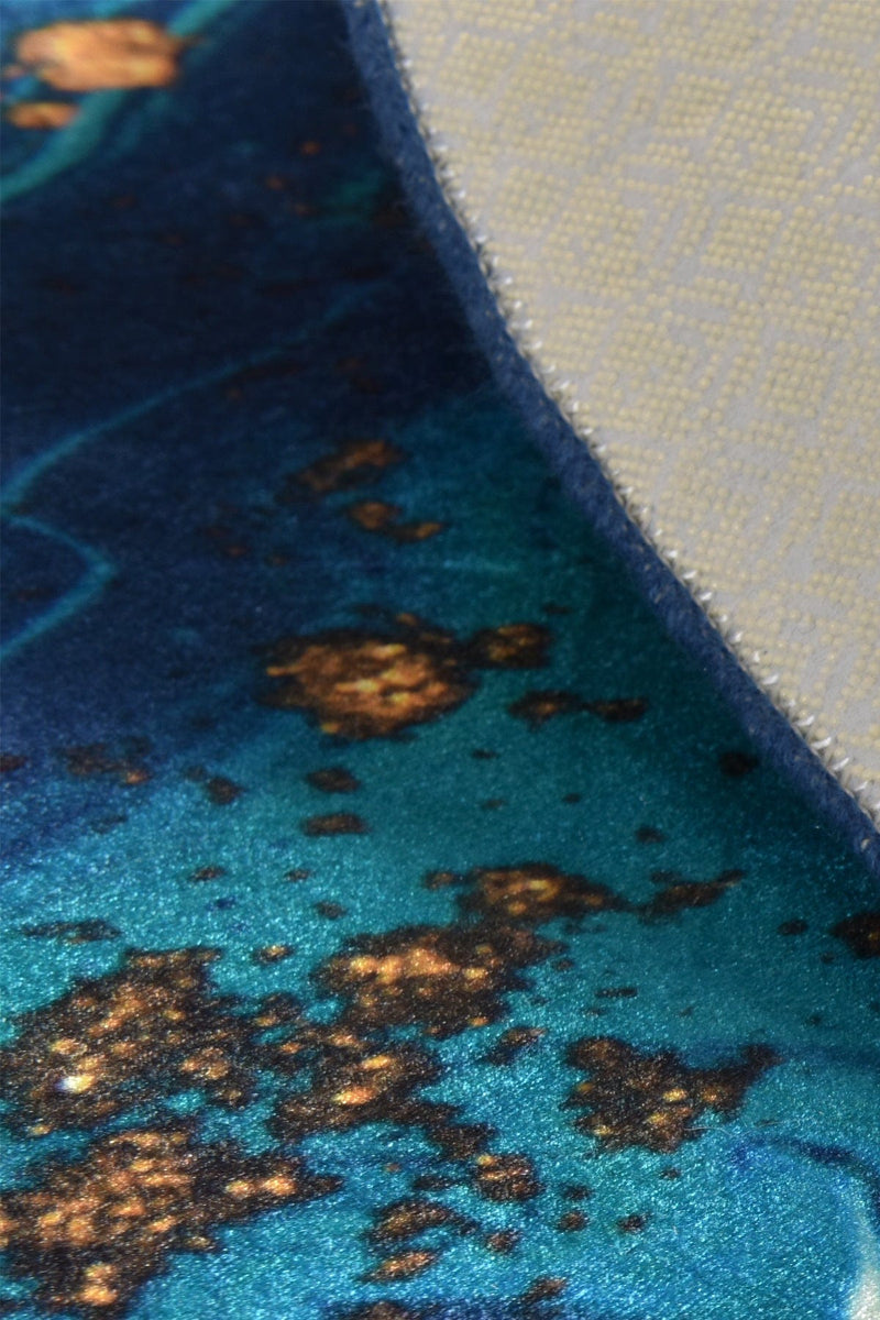 Marbling Dijital Baskılı 100cm Banyo Halısı, Kaymaz Taban, Yıkanabilir Bonvagon