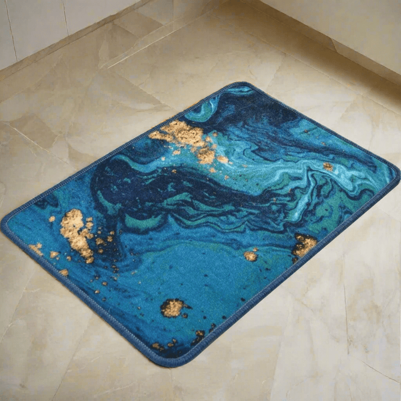 Marbling Dijital Baskılı 40x60cm Banyo Paspas ve Halısı, Kaymaz Taban, Yıkanabilir Bonvagon