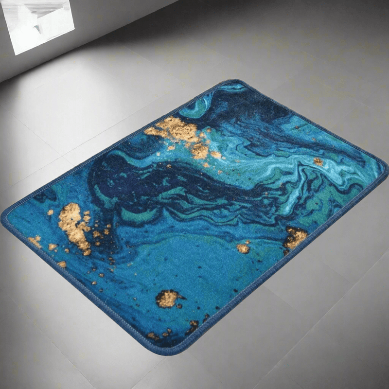 Marbling Dijital Baskılı 40x60cm Banyo Paspas ve Halısı, Kaymaz Taban, Yıkanabilir Bonvagon