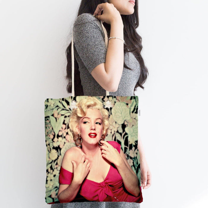 Marilyn Monroe Renkli Dijital Baskılı Fermuarlı Kumaş Çanta Bonvagon