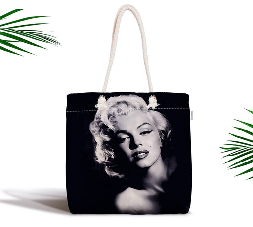 Marilyn Monroe Resimli Dijital Baskılı Fermuarlı Bez Kumaş Çanta Bonvagon