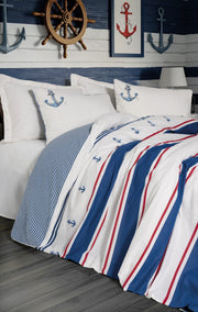 Maritime Nevresim Takımı Çift Kişilik Brine Ekru 57 Tel Ranforce Kumaş Bonvagon